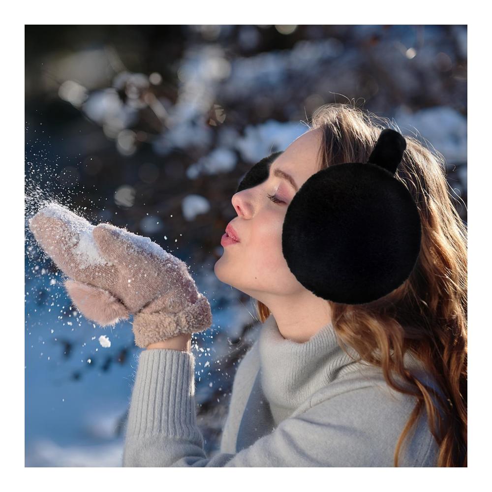Ohrenschützer SEYUFN – Damen Warme Flauschige Plüsch Ohrwärmer für den Winter Faltbar und Stylisch – Outdoor Ohrenschutz für Teenager-Mädchen