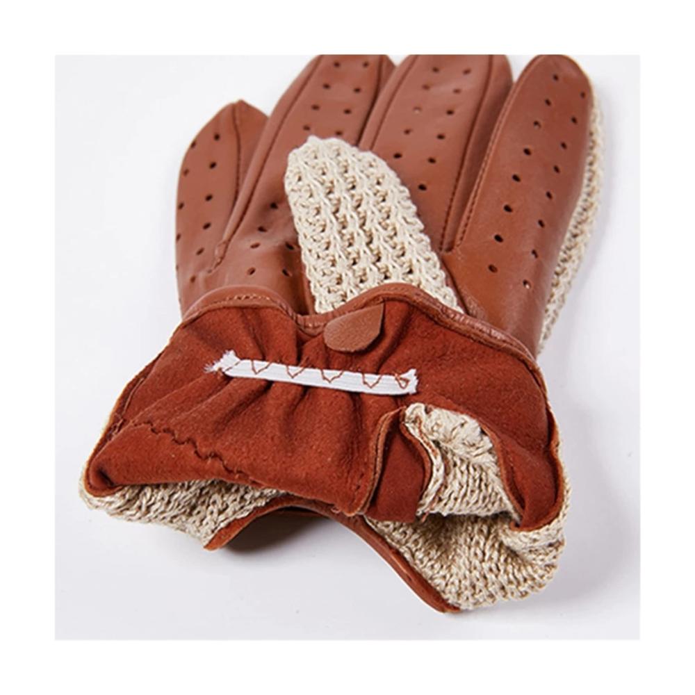 Herren Touchscreen Fahrhandschuhe Set Mütze Schal & ungefütterte dünne Strickfäustlinge (Kaffee Größe M