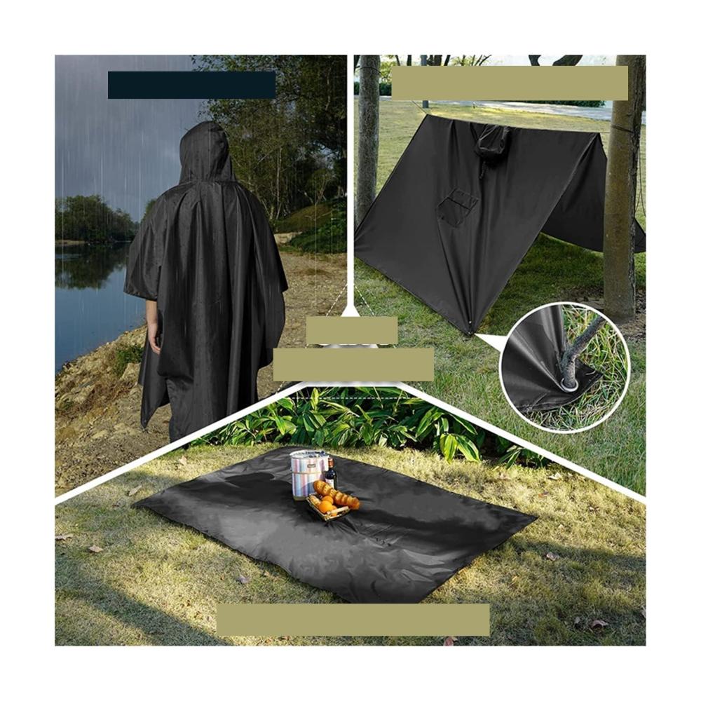Outdoor-Regenbekleidung Wasserdichter Unisex-Regenponcho mit Kapuze Tasche ideal für Wandern Camping und Notfälle