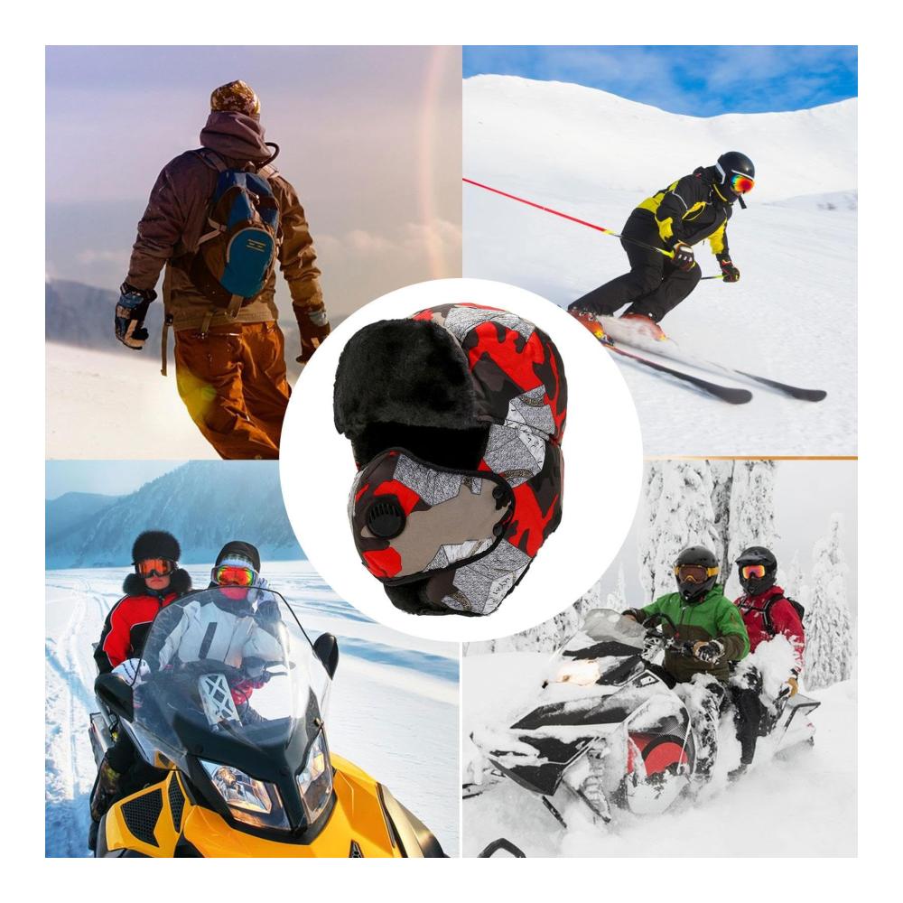 Winter Trapper Skimütze - Winddichte Unisex-Bombermütze mit Ohrenklappen für Outdoor-Aktivitäten | Warme Jagdmütze zum Radfahren Wandern und Snowboarden