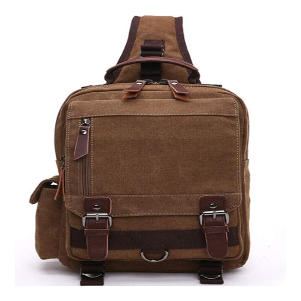 Canvas Messenger Bag – Stilvolle Umhängetasche für Reisen in Kaffeefarbe