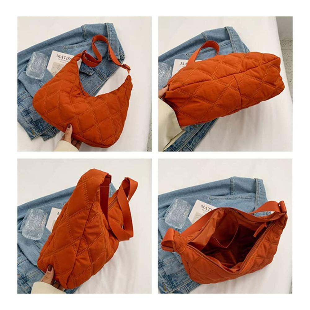 Gesteppte Umhängetasche für Damen - Nylon Crescent Bag mit Reißverschluss ideal für Reisen Shopping & Arbeit