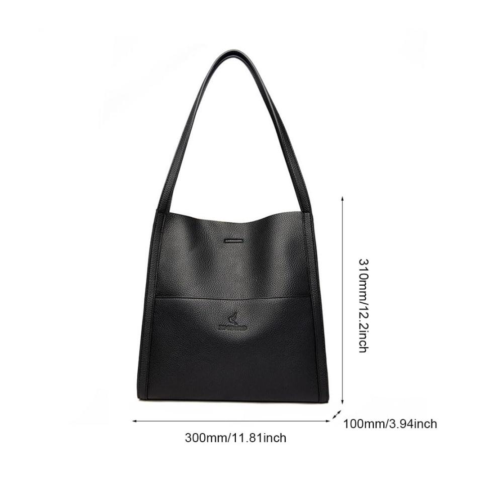 Retro Damen Leder Handtasche - Große Einkaufstasche mit Reißverschluss breitem Boden und Tragegriffen für stilvolles Shopping