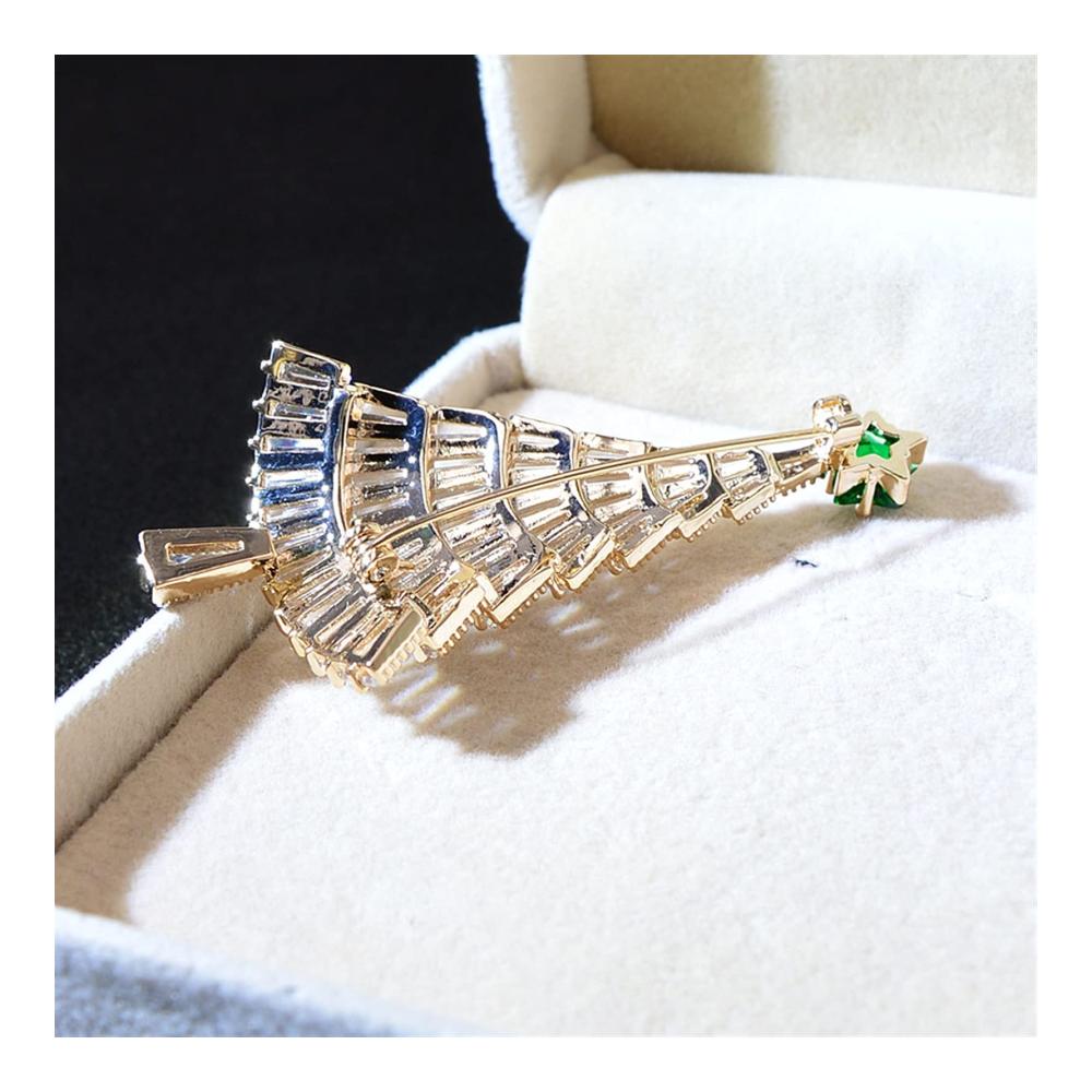 Weihnachtsbroschen Festlicher Modeschmuck mit Crystal Cube Zirkonia - Damen Bankett Accessoire für die Feiertage (Silber