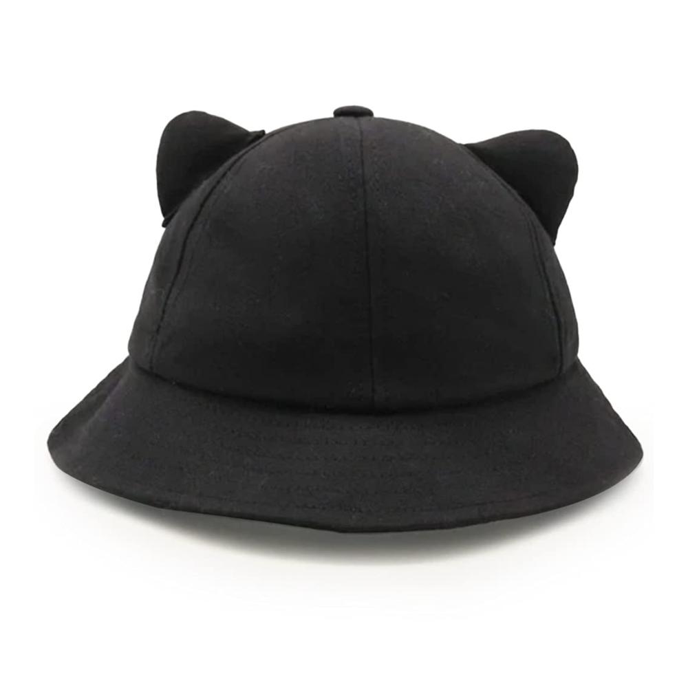 OKwife Cute Cat Ear Tail Cartoon Fisherman Hat for Girls - Foldable Travel Bucket Hat Sweet and All-Match