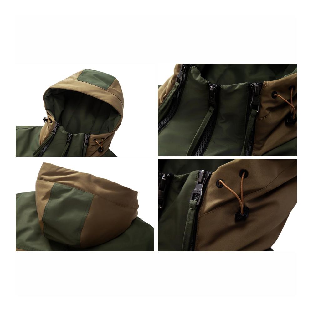 Herren-Pufferjacke mit Kapuze Doppelreißverschluss Taschen - Wintermantel Retro-Design Warm Verdickt Winddicht Isoliert
