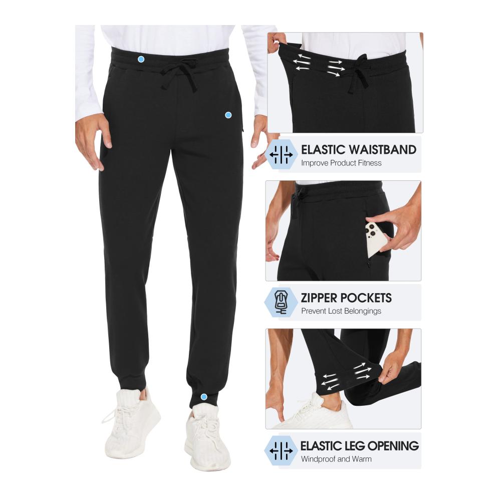 Herren Winter Fleece Gefütterte Jogginghose - Warme Thermohose mit Reißverschlusstaschen