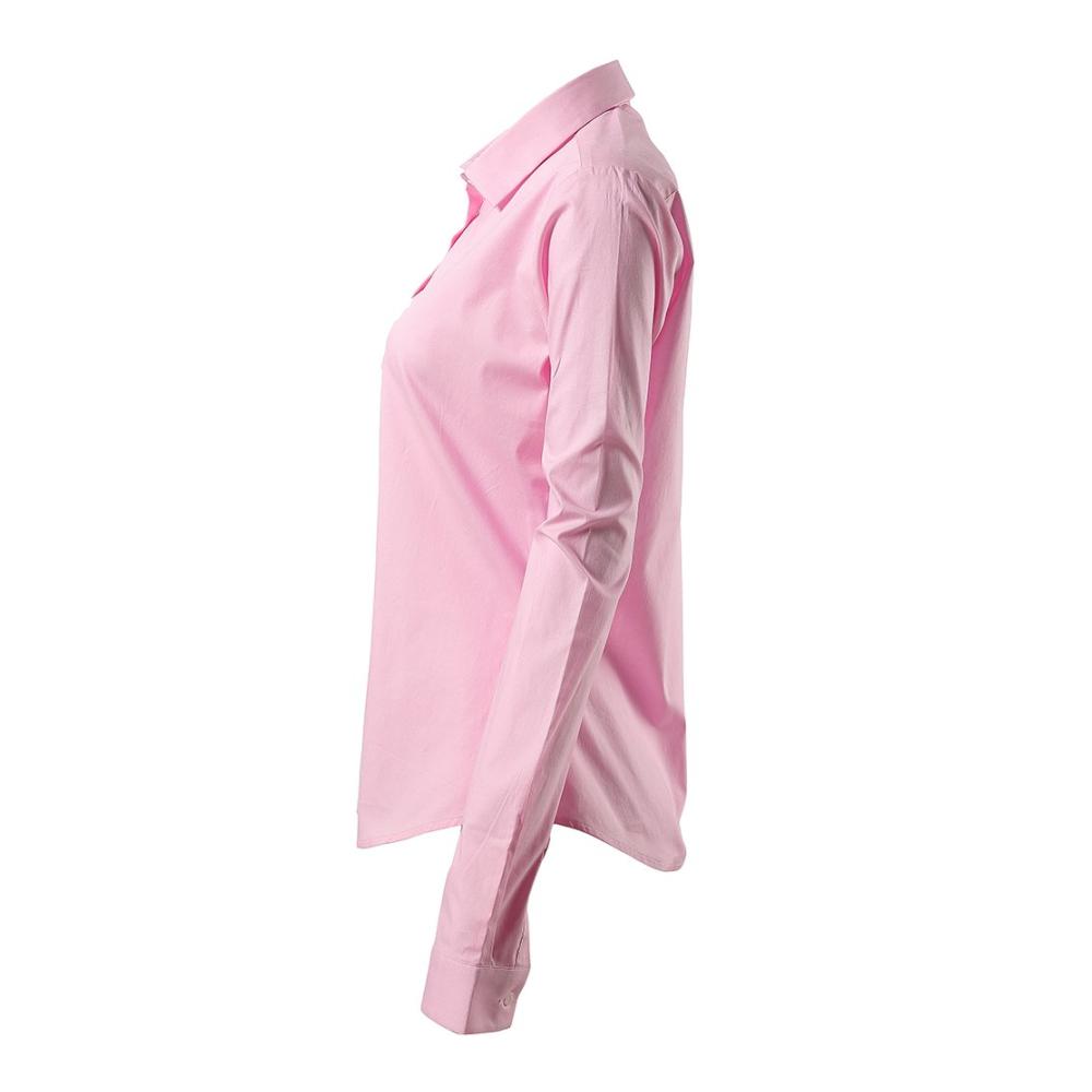 Blusen & Tuniken Damen Figurbetonte Hemdbluse mit Knöpfen Langarmshirt für Business – Rosa Größe 42/14