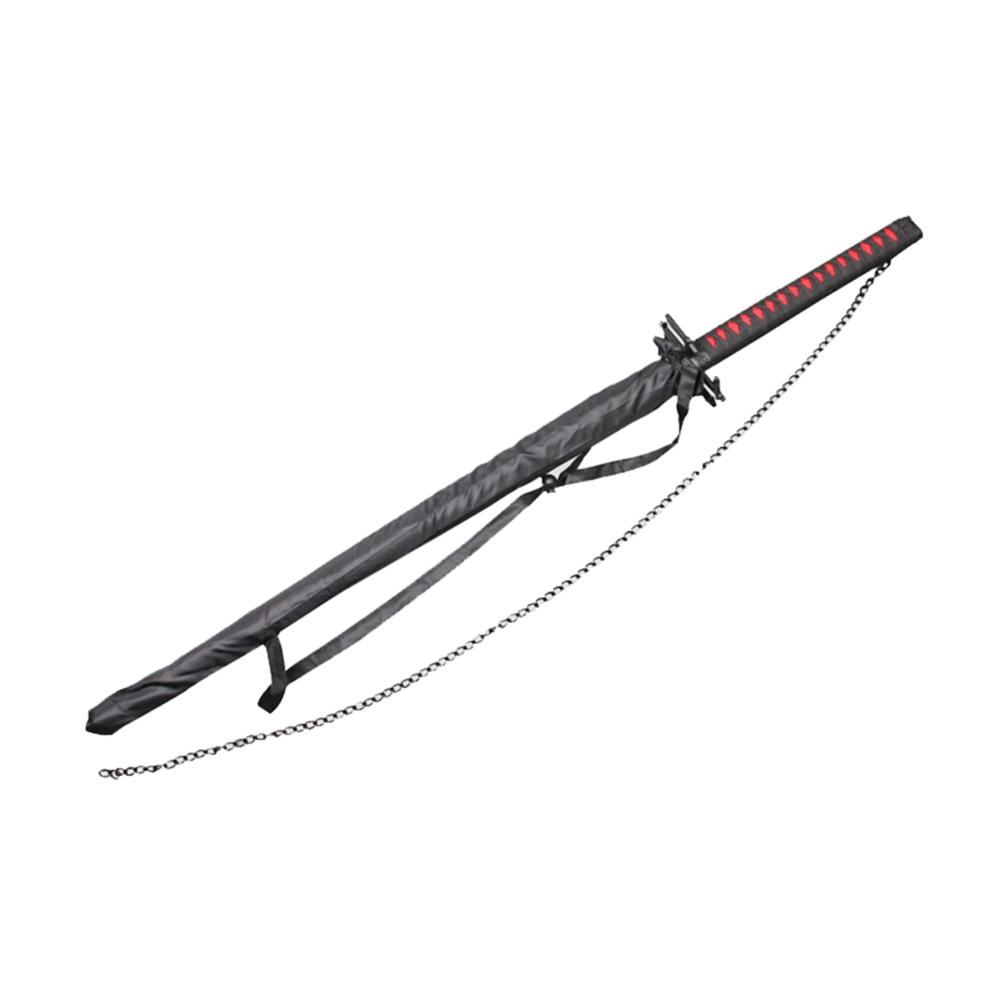 39-Zoll Stockschirm mit langem Griff Samurai Sonnenschutzschirm & Cosplay-Metall-Schwert-Prop - Schwarzer Regenschirm für Anime-Fans