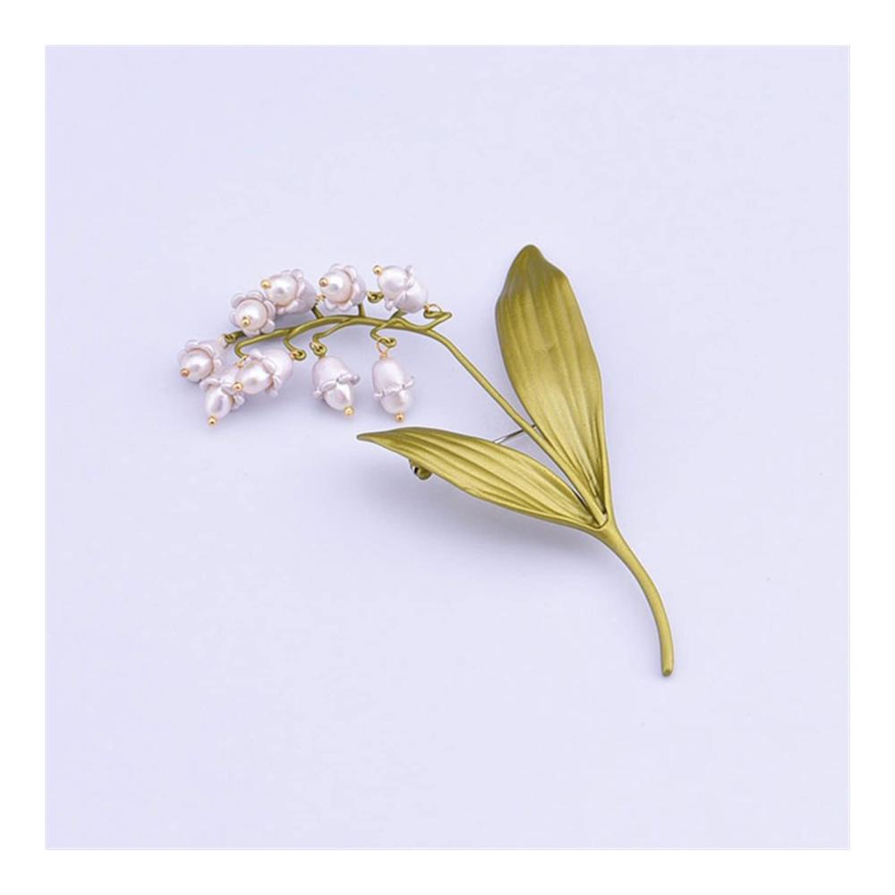 Luxuriöse Süßwasserperlen Brosche Glocken-Orchideen-Design | Damen Accessoire