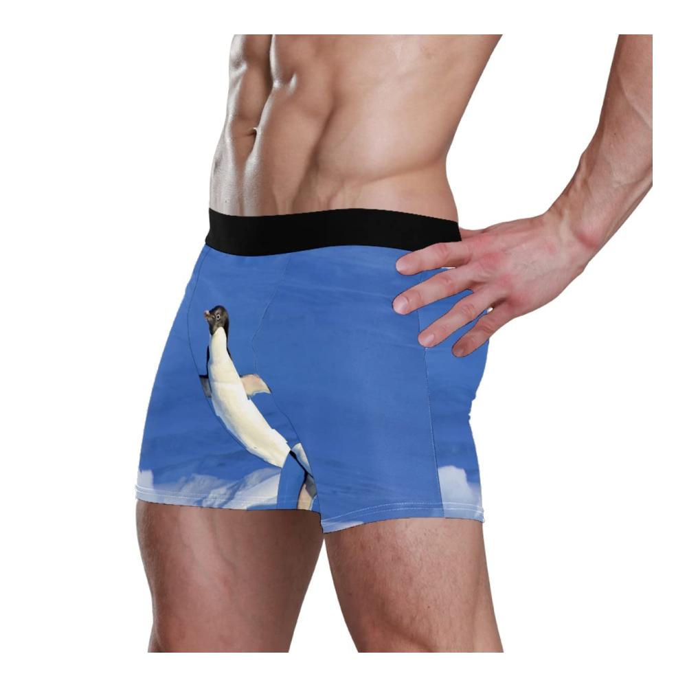 Herren Boxershorts Pinguin Design | Atmungsaktive Stretch-Unterwäsche | Einzelstück Trunks Slip für optimalen Komfort