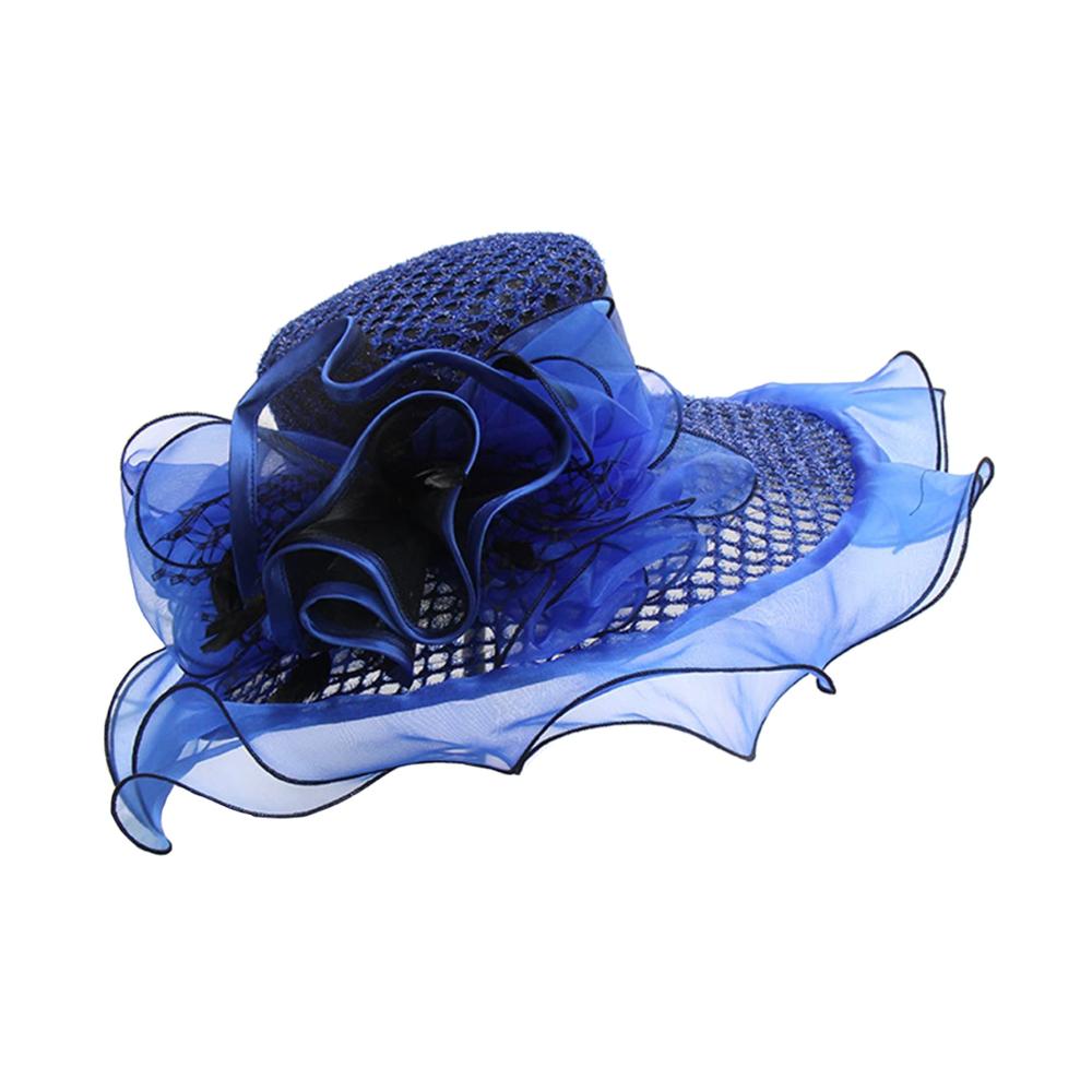 Strickmützen Damen - Blumendekor mit flachem Oberteil und UV-Schutz ideal für Bühnenperformances