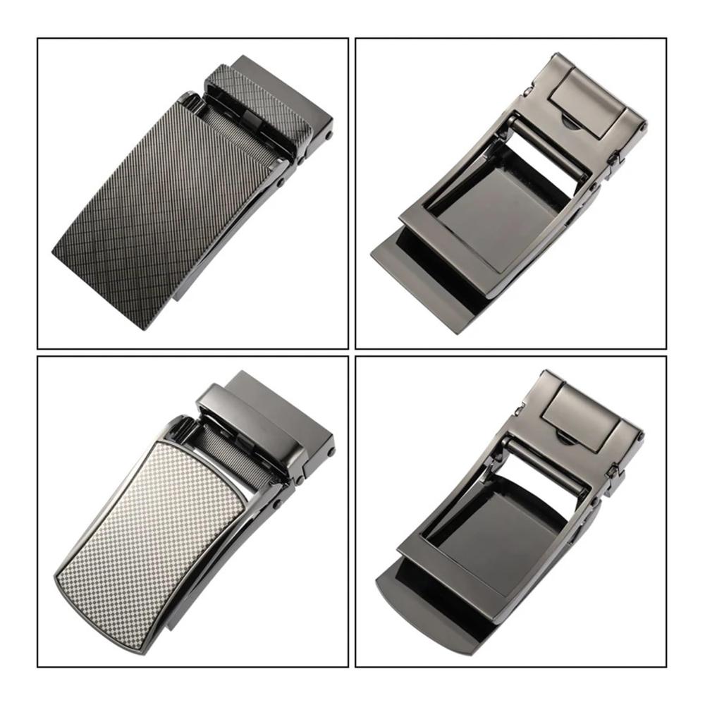 31mm Ledergürtel für Herren - Eleganter Anzugsgürtel mit Automatischer Schnalle Keine Löcher Natürliches Rindsleder - Braun Schwarze Akzente - Länge 120cm
