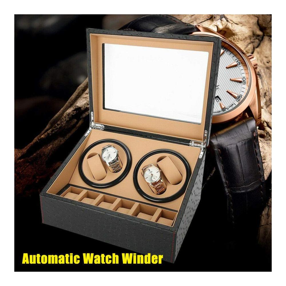 Automatischer Uhrenbeweger mit 4+6 Rotationsmodi und Transparentem Sichtfenster - Aufbewahrungsbox für Automatikuhren und Watch Winder
