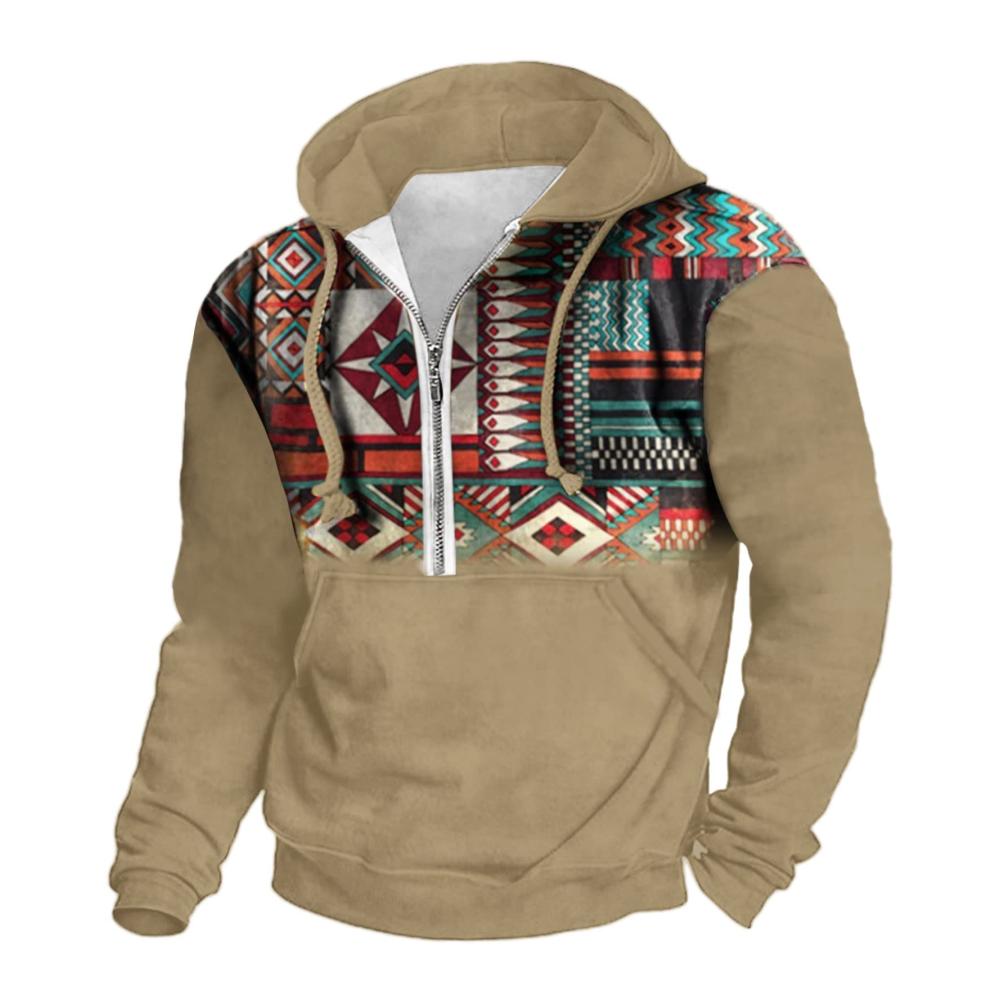 Camouflage Herren Hoodie - Trendiger Vintage Pullover mit 3D-Druck Ethnischem Stil für Herbst und Winter