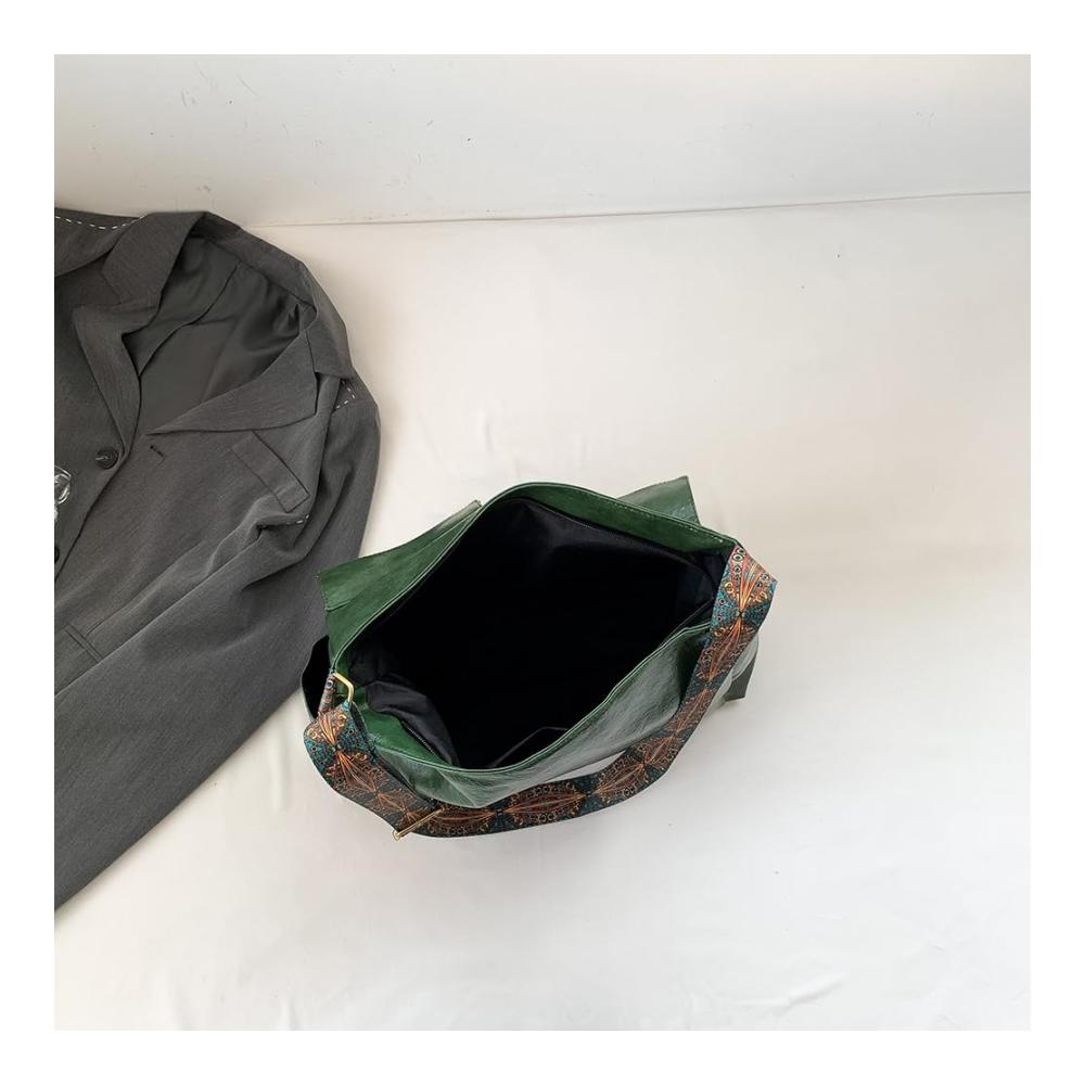 Damen Umhängetasche mit Reißverschluss breitem Riemen und Retro-Charme - Großes Fassungsvermögen stilvolle Mehrfachtaschen lässige Schultertasche für Frauen