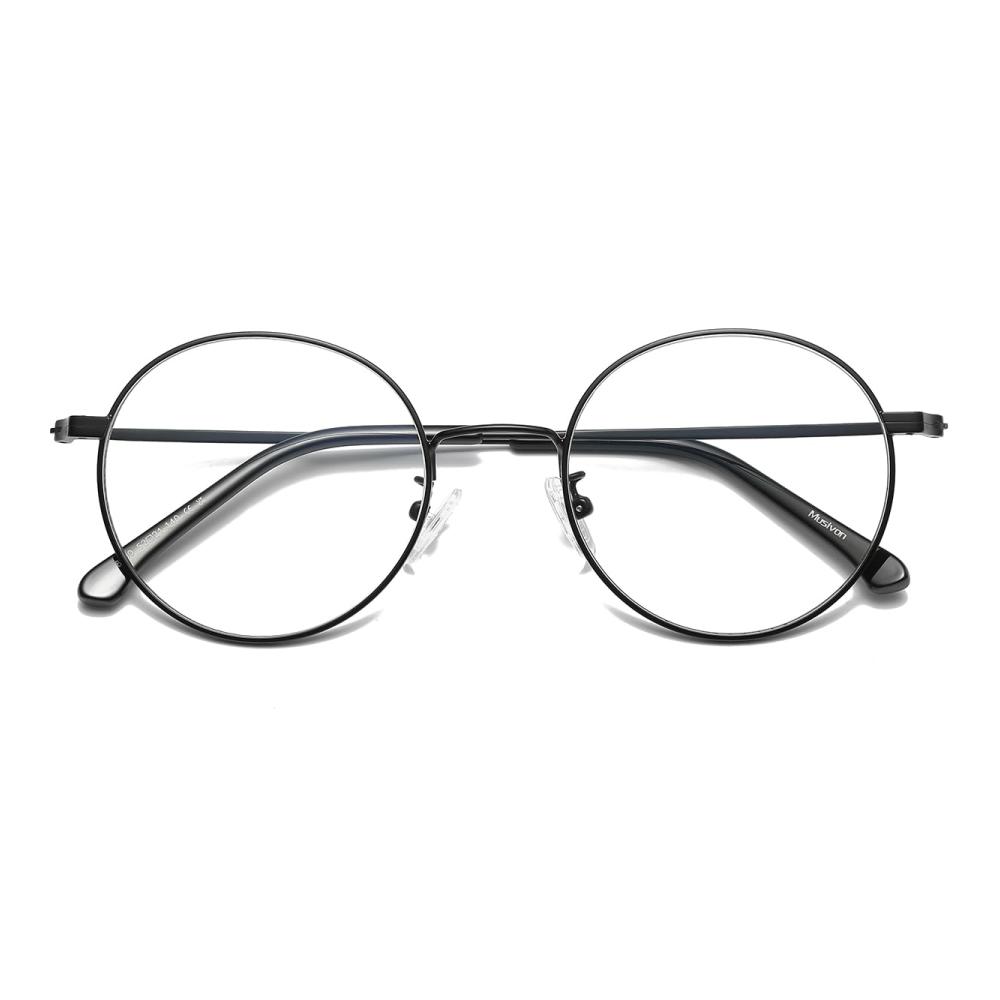 Blaulichtfilter Brille Damen Herren - Metallrahmen Rund Computerbrille ohne Stärke Blaufilter Brillenfassungen für gesunden Augenschutz