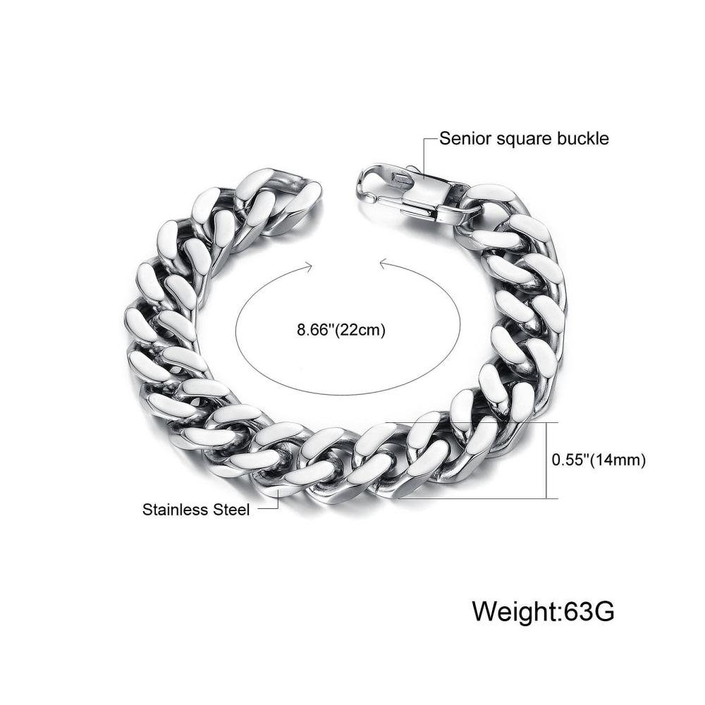 Herren Armband Edelstahl - OSTAN Armreifen mit Fahrradkette Silber