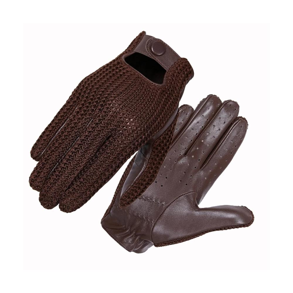 Herren Touchscreen Fahrhandschuhe Set Mütze Schal & ungefütterte dünne Strickfäustlinge (Kaffee Größe M
