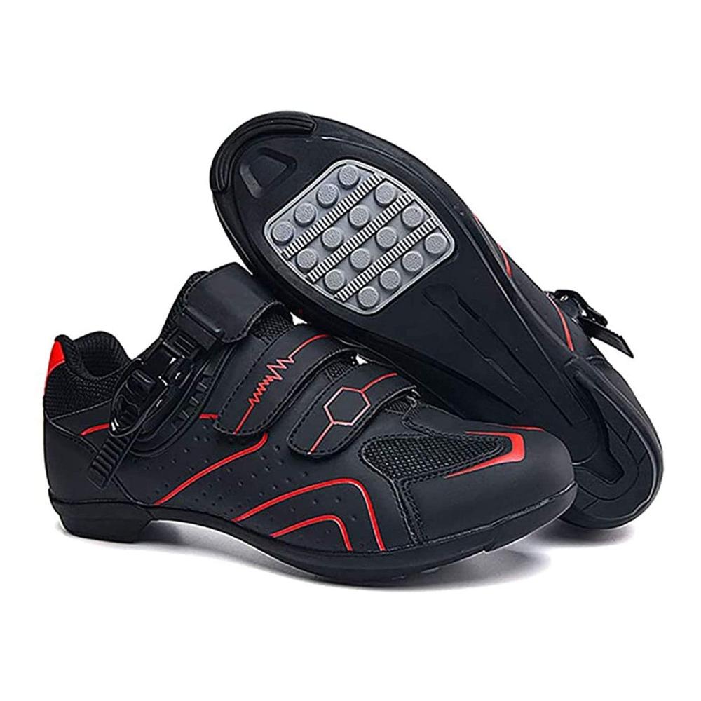 Fahrradschuhe für Herren Rutschfeste Carbonfaser-Straßen- und Mountainbike-Schuhe | Atmungsaktiv Reflektierend Red-39EU Sneaker