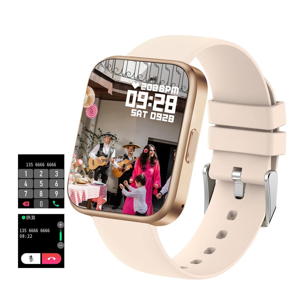 Fashion Smartwatch mit Telefonfunktion Lautsprecher Blutdruck Puls- und Kalorienzähler Schrittzähler Whatsapp 1.69 Zoll Touchscreen - Damen/Herren Fitnessuhr & Laufuhr