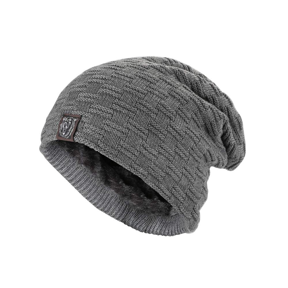 Graue Kungber Slouch Beanie Warme Wintermütze mit Teddyfleece-Futter für Damen und Herren