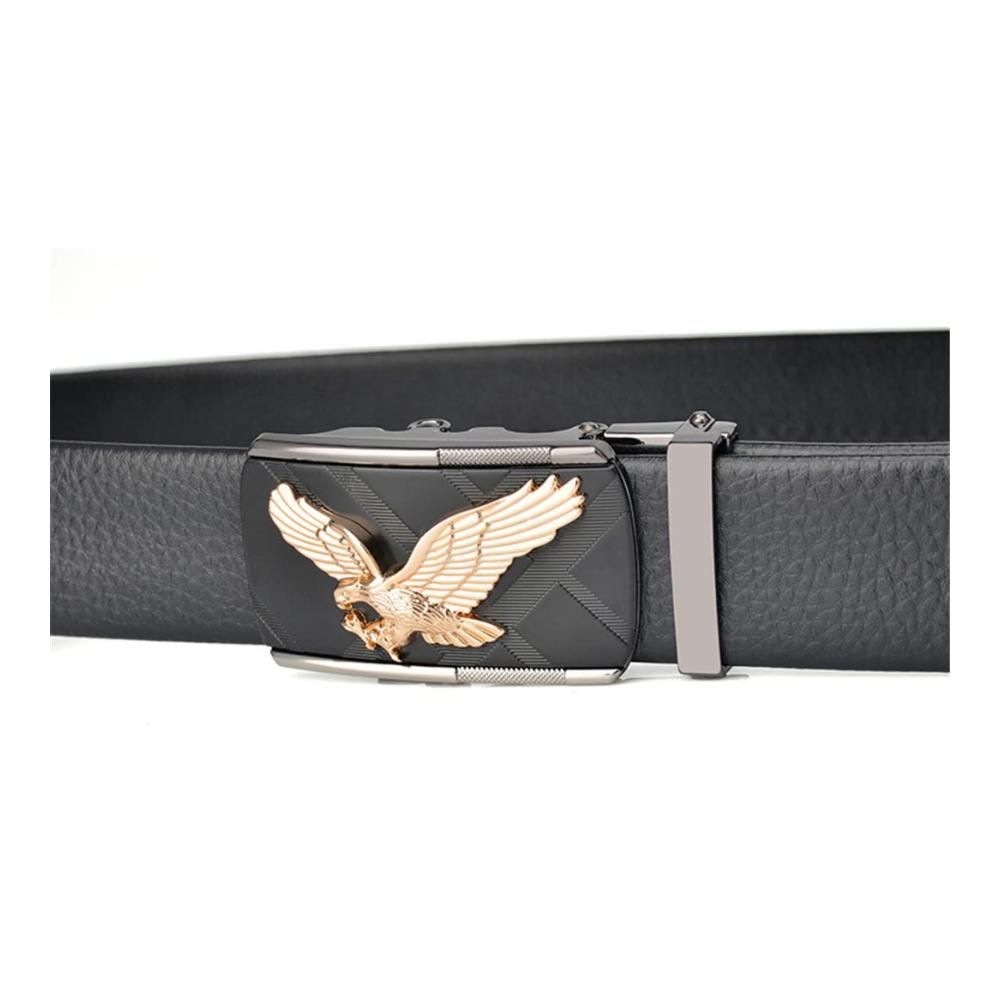 Ledergürtel Herren – Stilvoller Business-Gürtel mit Automatikschließe Adler-Design 38mm breit Echtleder Metall Denim-Tauglich Verstellbar