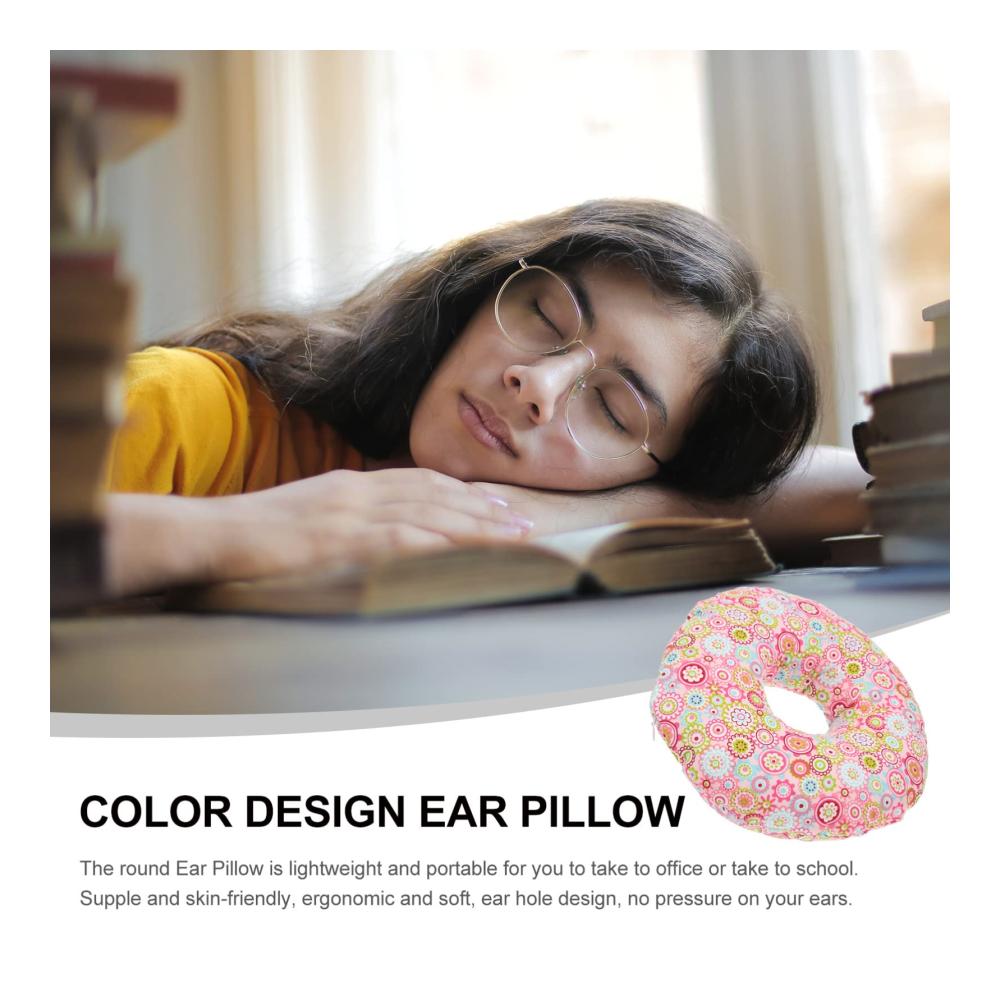 Orthopädisches 4er Set Tragbare Ohrkissen für ergonomischen Komfort - Ideal als Schreibtisch-Kopfstützenkissen Reisekissen Donut-Kissen mit Piercing-Design für Seitenschläfer