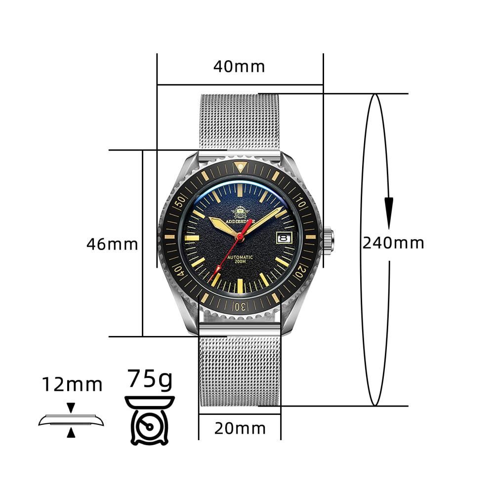 ADDIESDIVE Herren-Automatikuhr Wasserdichte Armbanduhr mit Saphirglas Edelstahl Keramik - Stilvolle Analoguhr für Männer