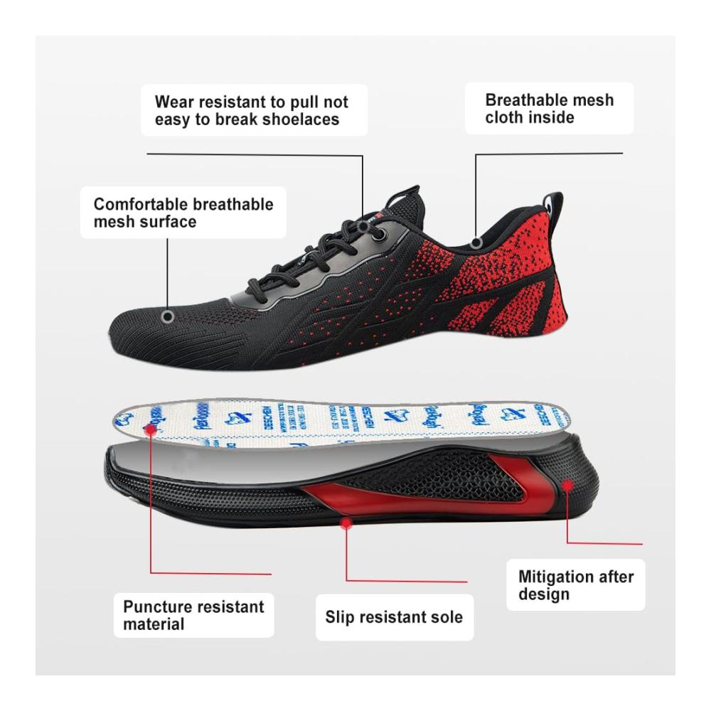 Sicherheitsschuhe S3 Leichte atmungsaktive Sneaker mit Stahlkappe für Herren und Damen - Sportlich Sommer 36EU-46EU