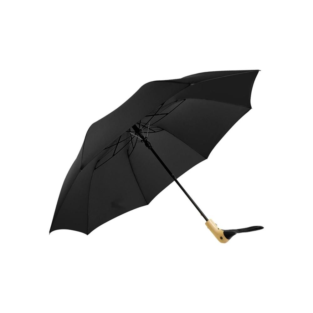 Entengriff Stockschirm Faltbarer Sonnenschutz-Regenschirm für Rucksackreisen Sommer und Angeln – Schwarz