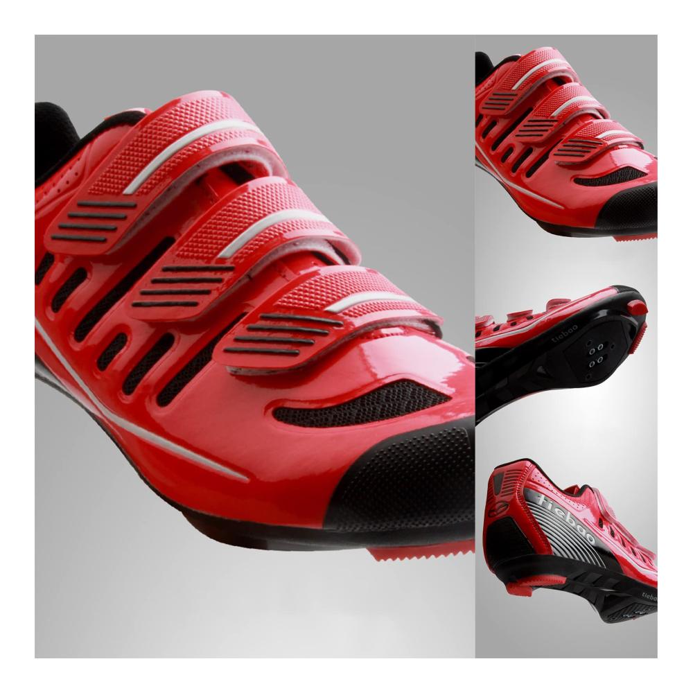 MTB Radsportschuhe für Herren - Wasserdichte Oxford Stoff Outdoor Fahrrad- und Wanderstiefel in Rot - Größe 45 EU