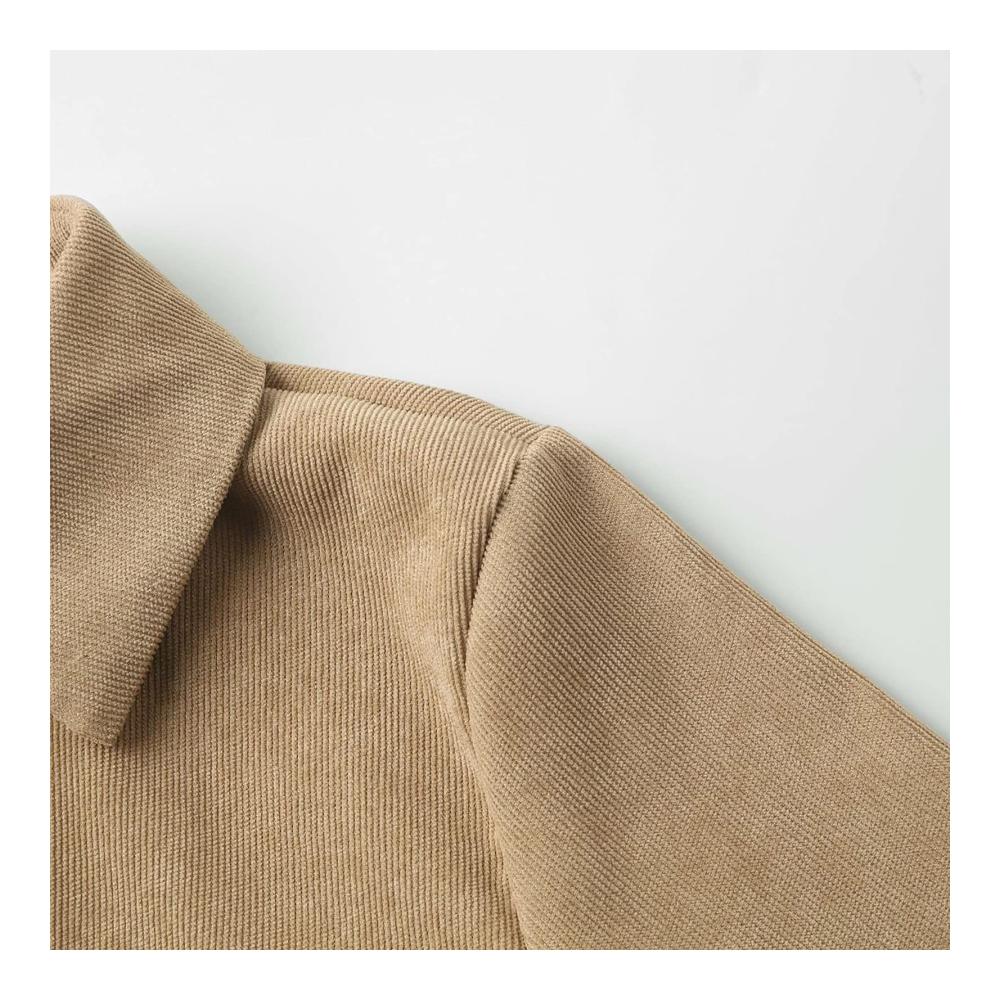 Damen Freizeit Cordkleid - Langarm Hemdkleid mit Swing-Schnitt und Blusenoptik Casual A-Linien Kleid für Herbst und Winter - Vintage Longshirt im eleganten Stil Leinen Tunikakleid mit Einreiherdesign