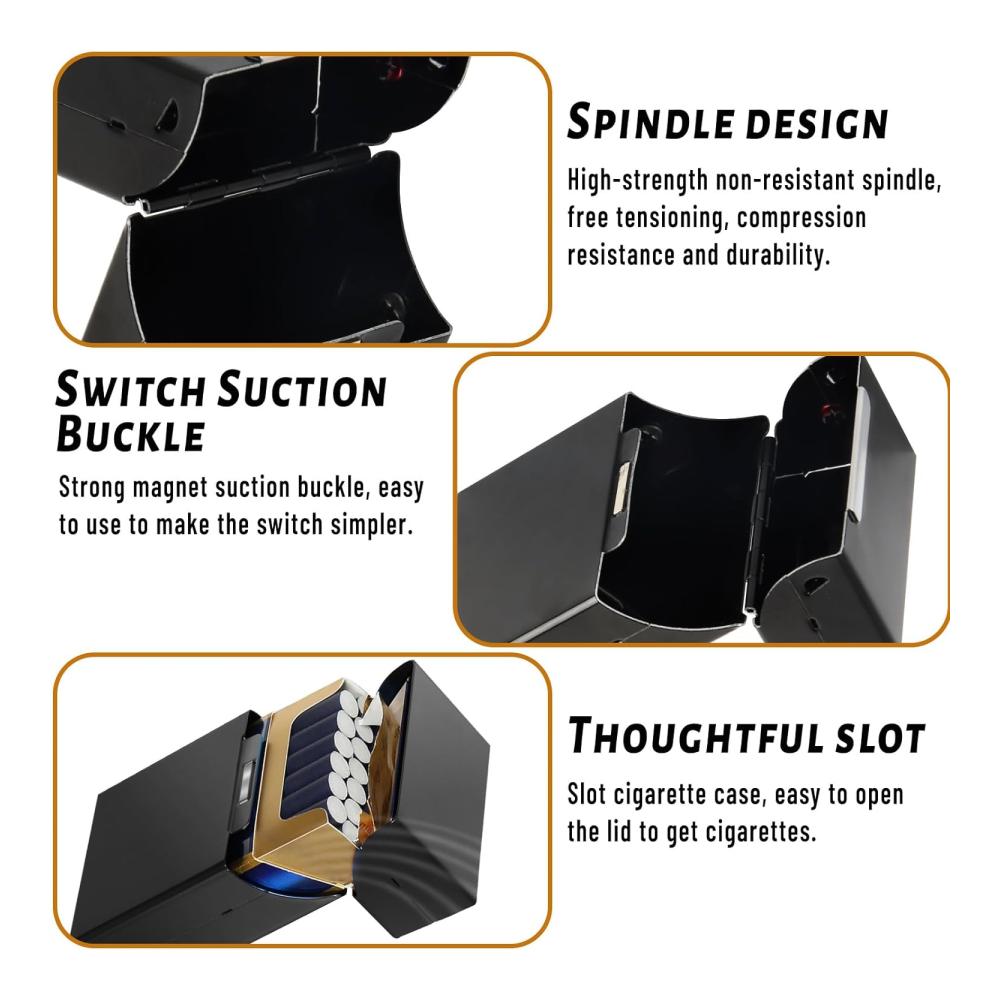 Aluminium Zigarettenetui Set (2 Stück) - Metall Zigarettenbox für 20 Zigaretten mit Magnetverschluss - Elegantes Design in Schwarz und Silber