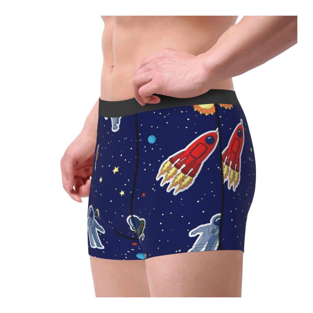 Lustige Cartoon Astronaut Sterne Herren Boxershorts - Bequeme atmungsaktive 3D-Print Unterwäsche mit Stretch - Beste Boxer Briefs