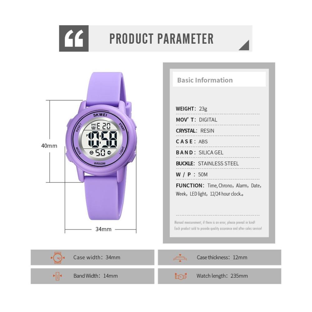 Digitale Damen Armbanduhr mit LED-Leuchtdisplay und wasserdichtem Design - Modernes Gummiarmband