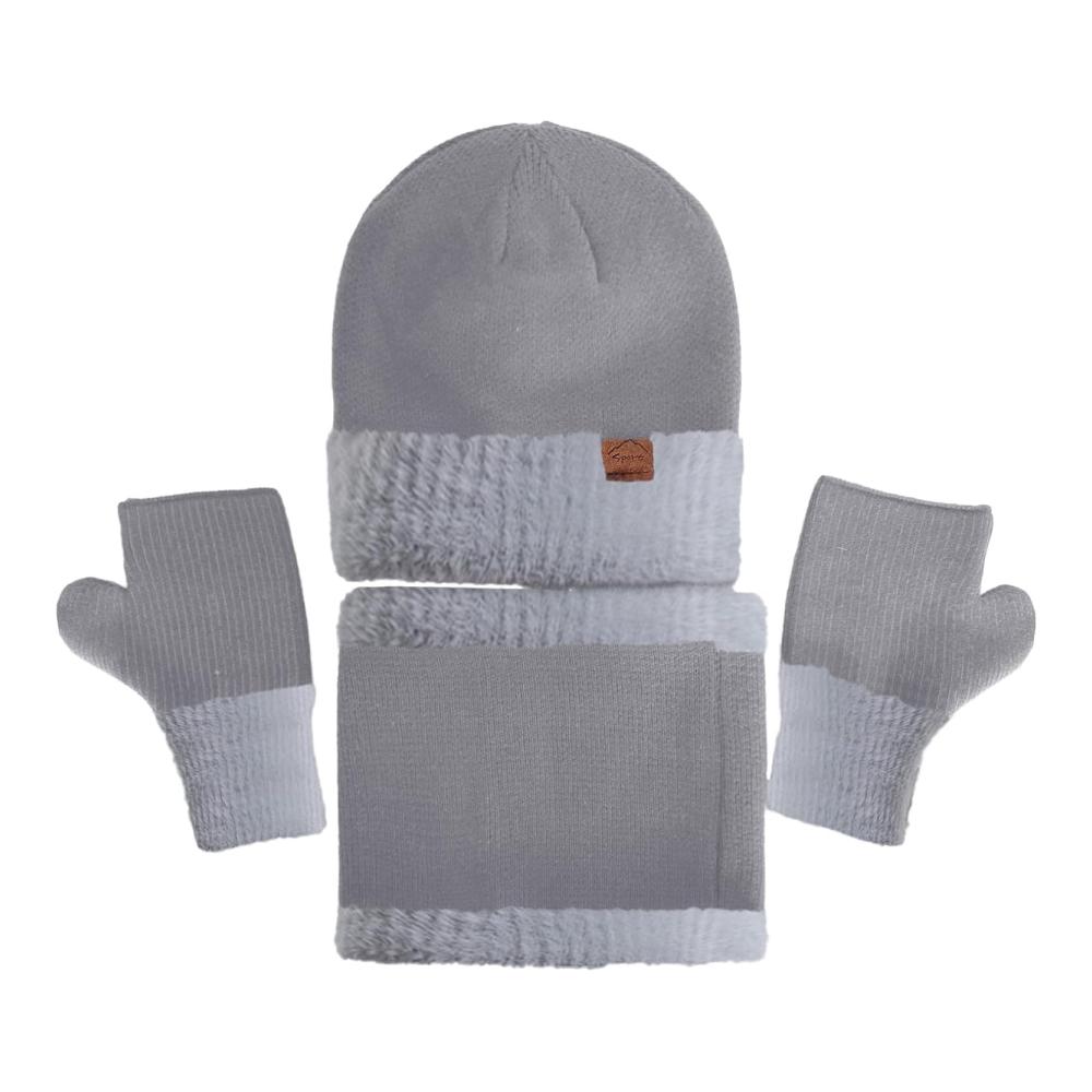 Winterliches Dreiteiliges Set Mütze Schal & Handschuhe aus warmer Wolle für Damen und Herren – Stilvolle Strickmütze mit Schirm für den Schnee-Look