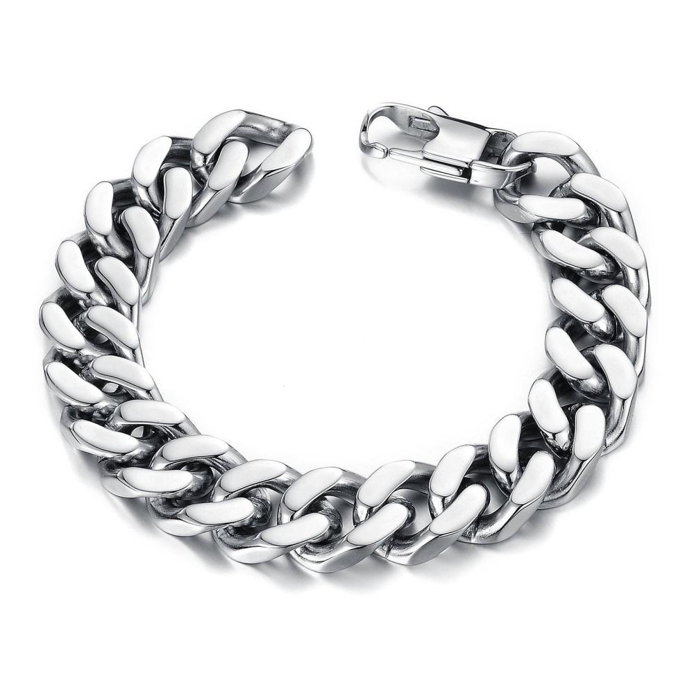 Herren Armband Edelstahl - OSTAN Armreifen mit Fahrradkette Silber