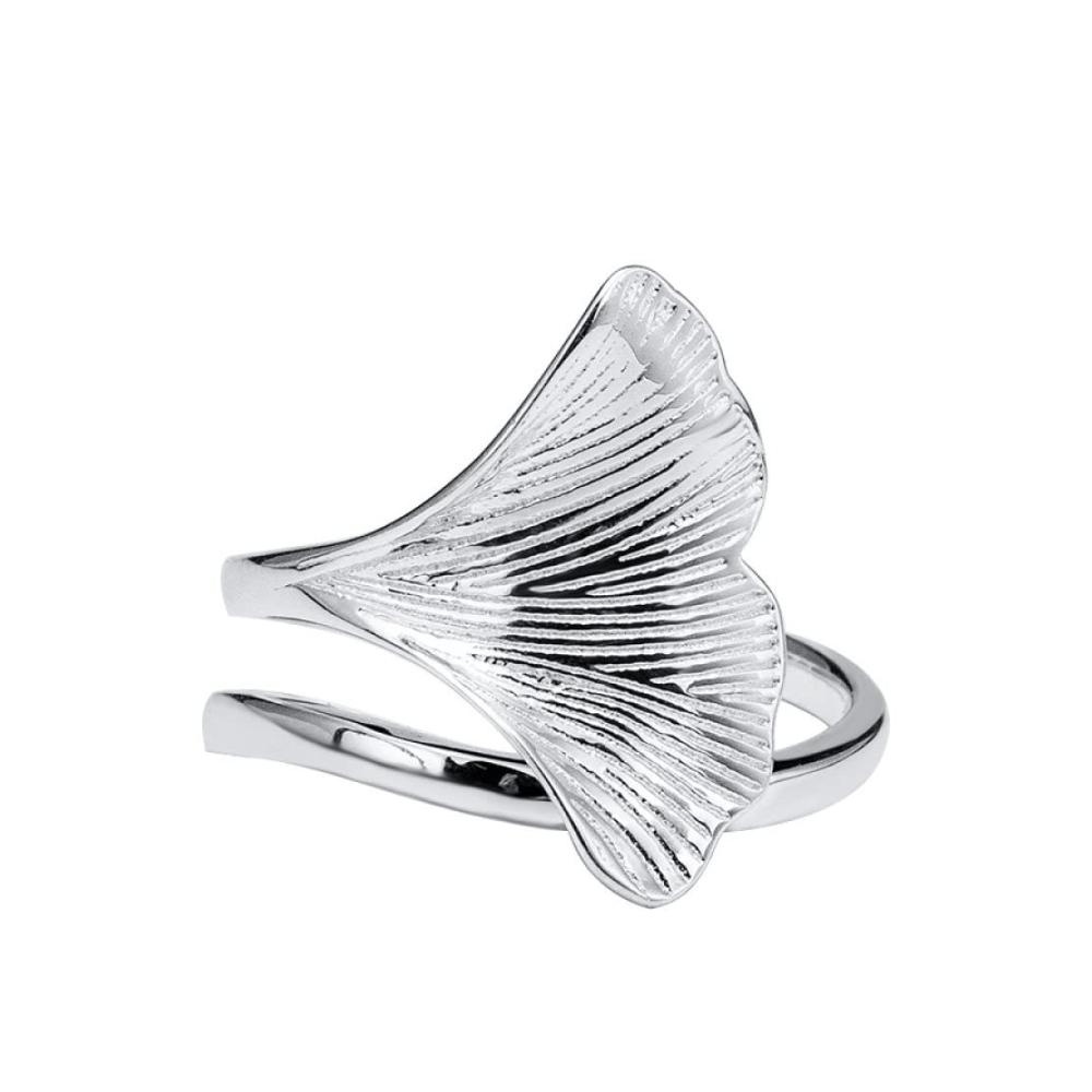 925 Sterling Silber Verstellbare Ginkgo Biloba Ringe für Damen und Mädchen - Ewigkeitsringe & Verlobungsgeschenke