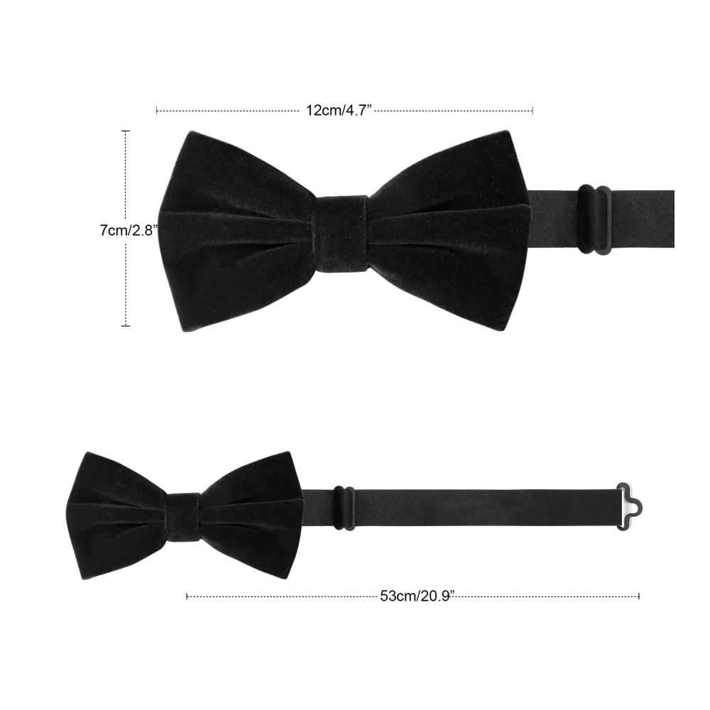 Verstellbare Samt-Fliege für Herren - Elegante Vorgebundene Fliege mit Schmetterlingen für Bräutigam Hochzeit und formelle Anlässe - Einfarbige Fliegen inklusive Geschenkbox