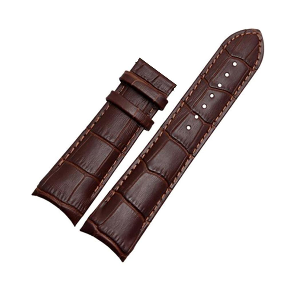 22mm 23mm 24mm Gebogenes Lederarmband mit Stahlschnalle - Braun Uhrenarmband