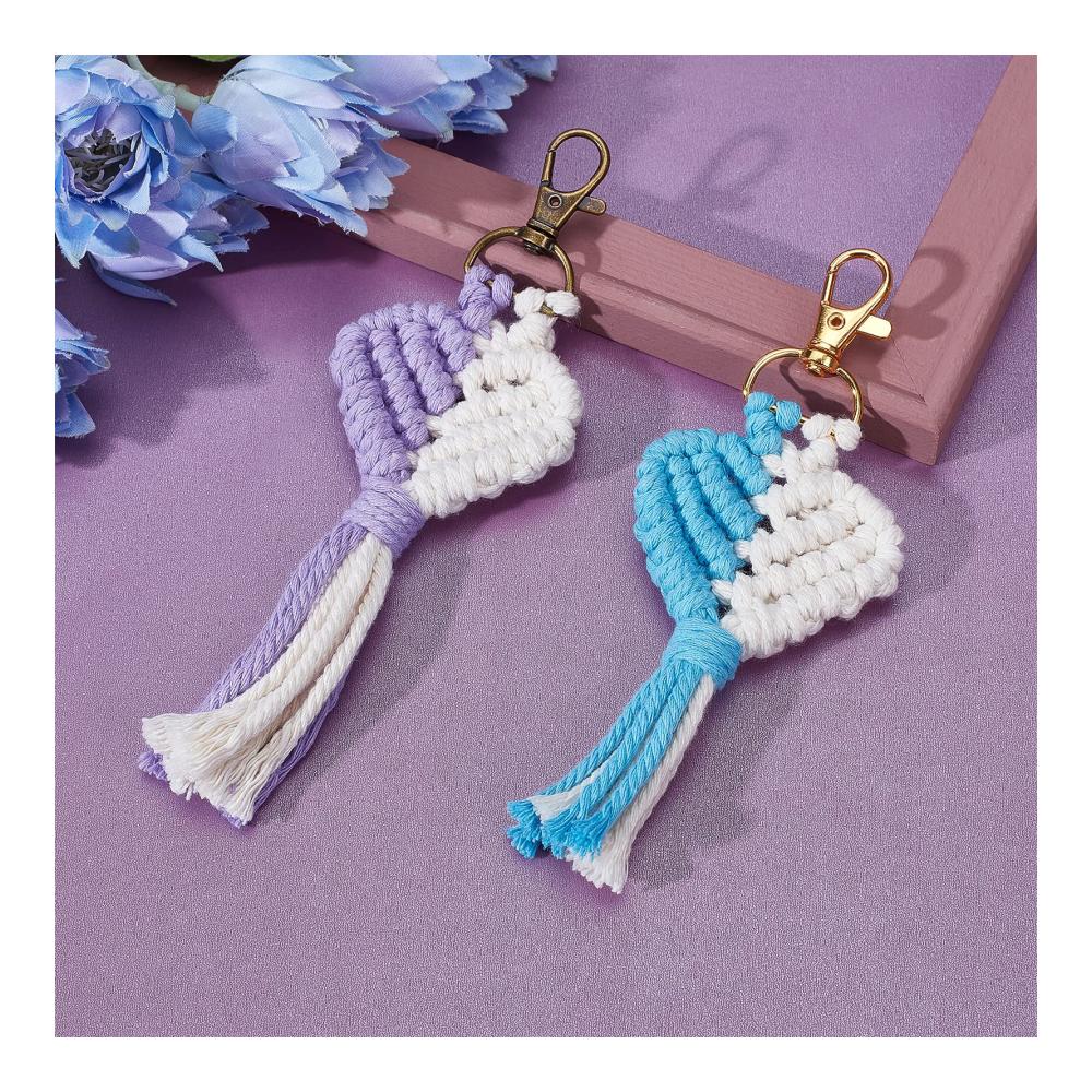 6-teiliges Damen Makramee Schlüsselanhänger Set - Kreativ gestaltete Herz- und Quaste-Anhänger für Taschen Handgemachte Geschenkidee für Frauen