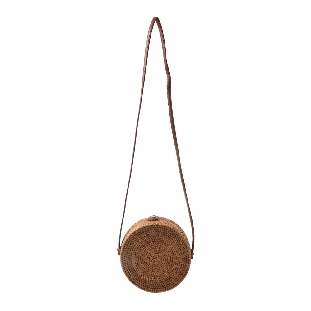 Boho Leder Umhängetasche – Handgefertigte Rattan Strandtasche mit Ringdesign Mädchen Tasche Kleine Böhmische Schultertasche
