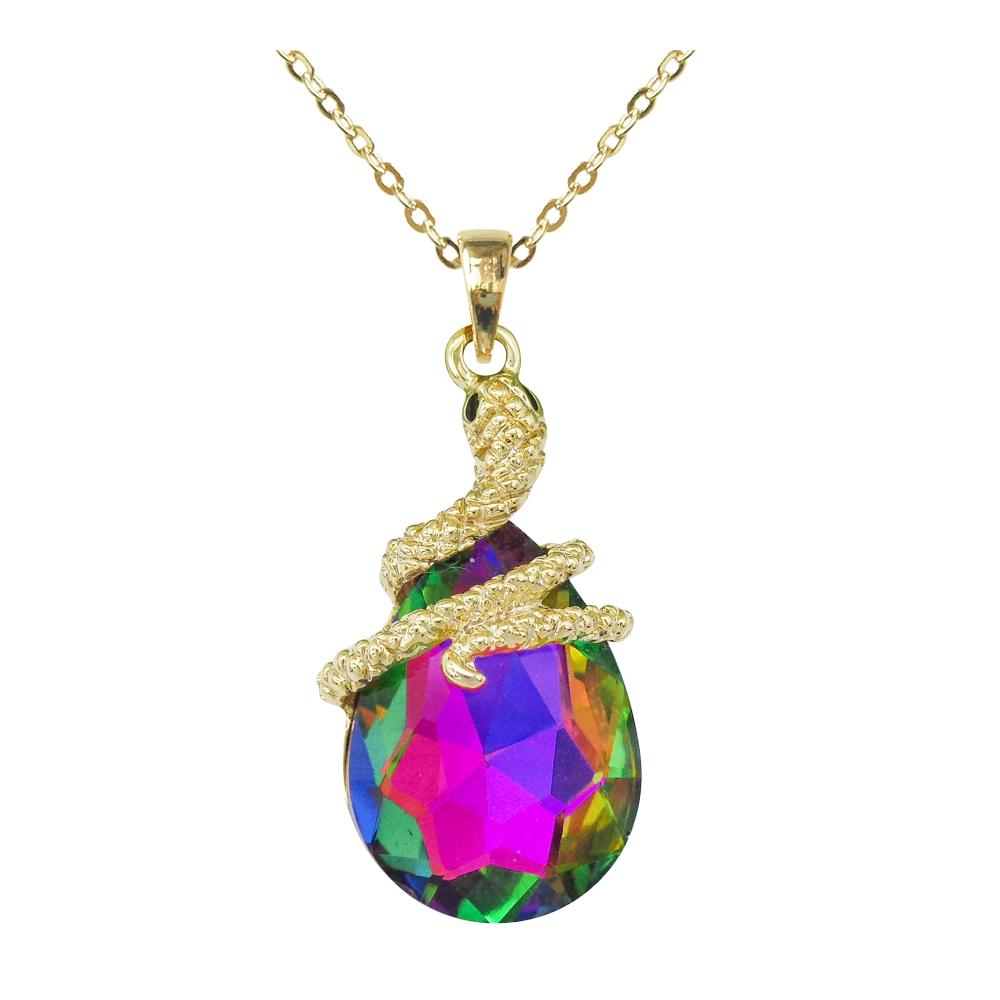 18 Karat Kristall-Halskette mit Schlangen-Design - Elegante 40+6 cm Verstellbar - Luxuriöser Anhänger - Damenmode-Schmuck