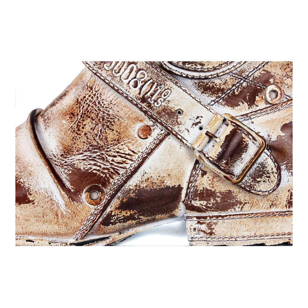 Herren Biker Boots aus Rindsleder mit Gummisohle und Reißverschluss - Stilvolle Lederstiefel OS-5008-1-Caramel