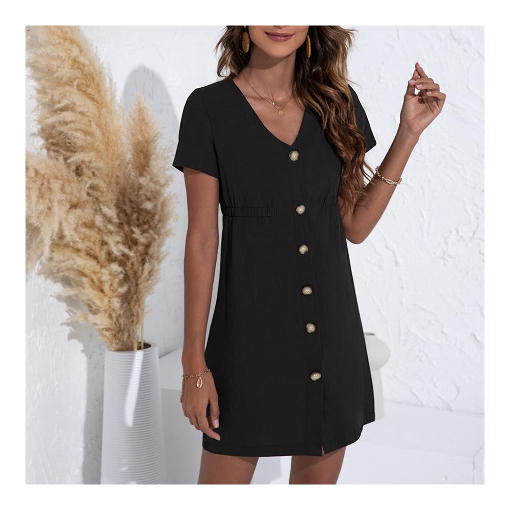 Freizeit Damenkleid mit V-Ausschnitt Hoher Taille und Cardigan - Schmales Kurzes Kleid für Eleganz und Komfort