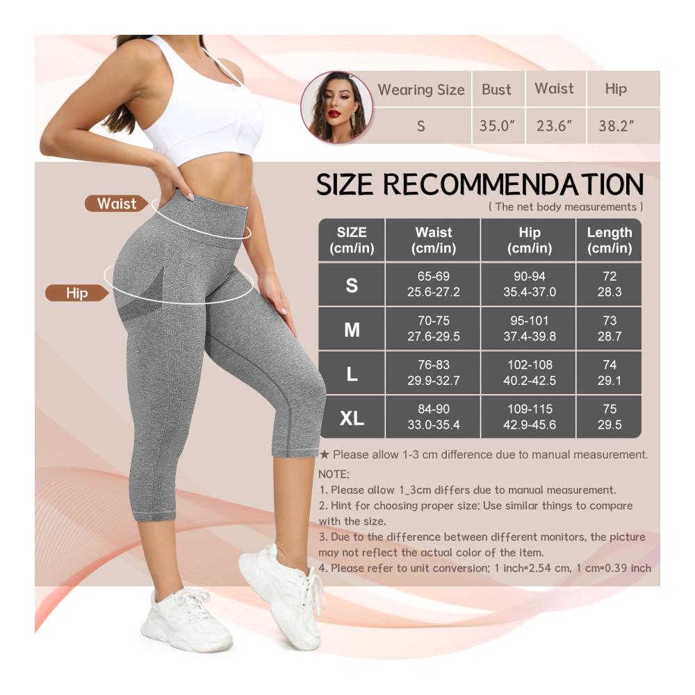 High Waist Damen Capri Leggings Blickdichte Yoga Leggins für Fitness & Workout Elastische Push-Up Sport Leggings für Yoga Jogging & Gym