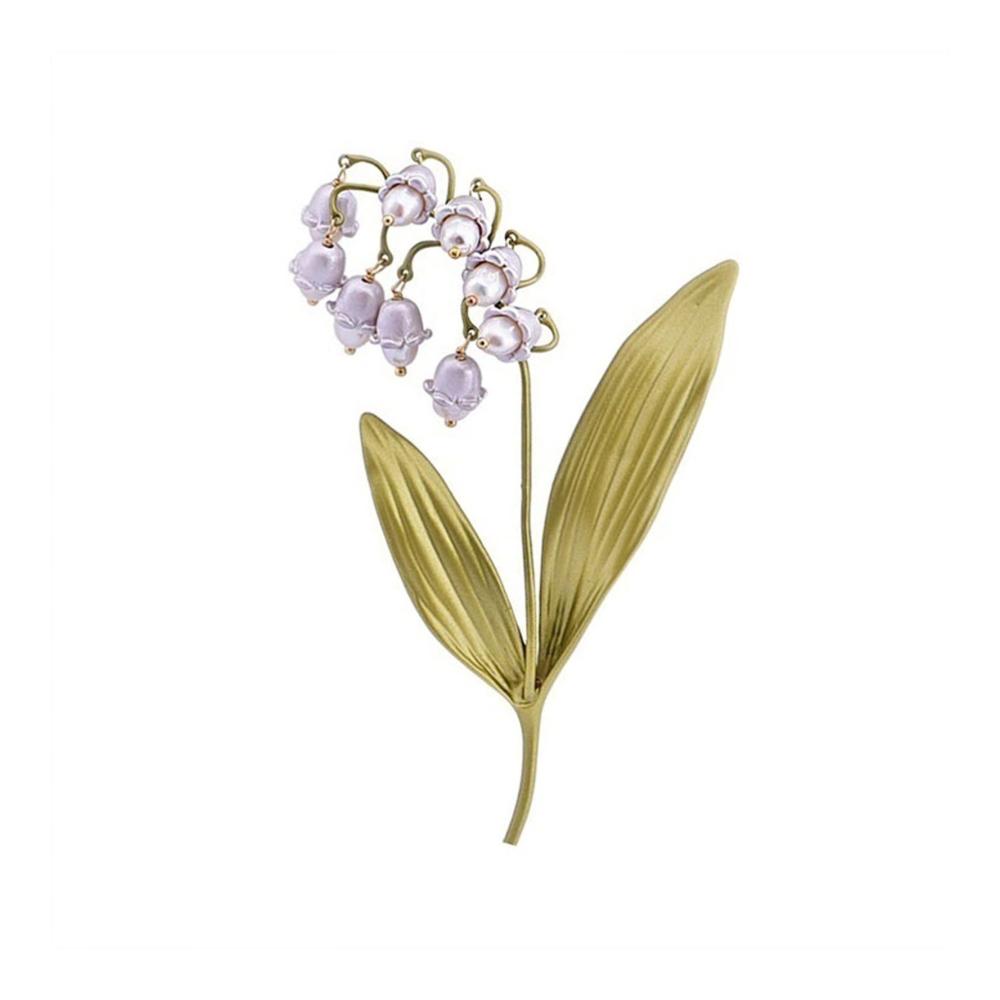 Luxuriöse Süßwasserperlen Brosche Glocken-Orchideen-Design | Damen Accessoire