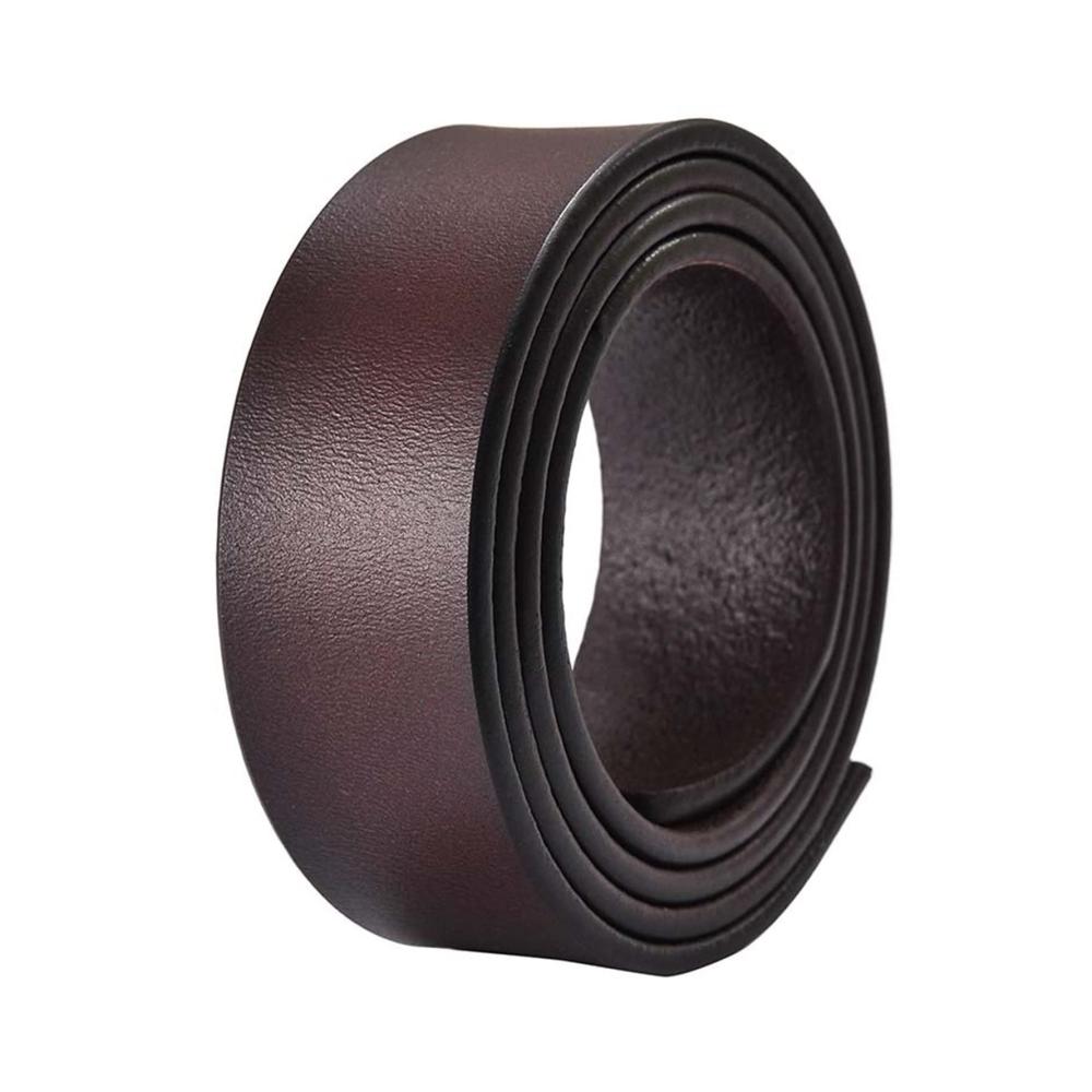Herren Ledergürtel - Klassischer 35 cm breiter Gürtel ohne automatische Schnalle in Kaffeebraun (Größe 90cm
