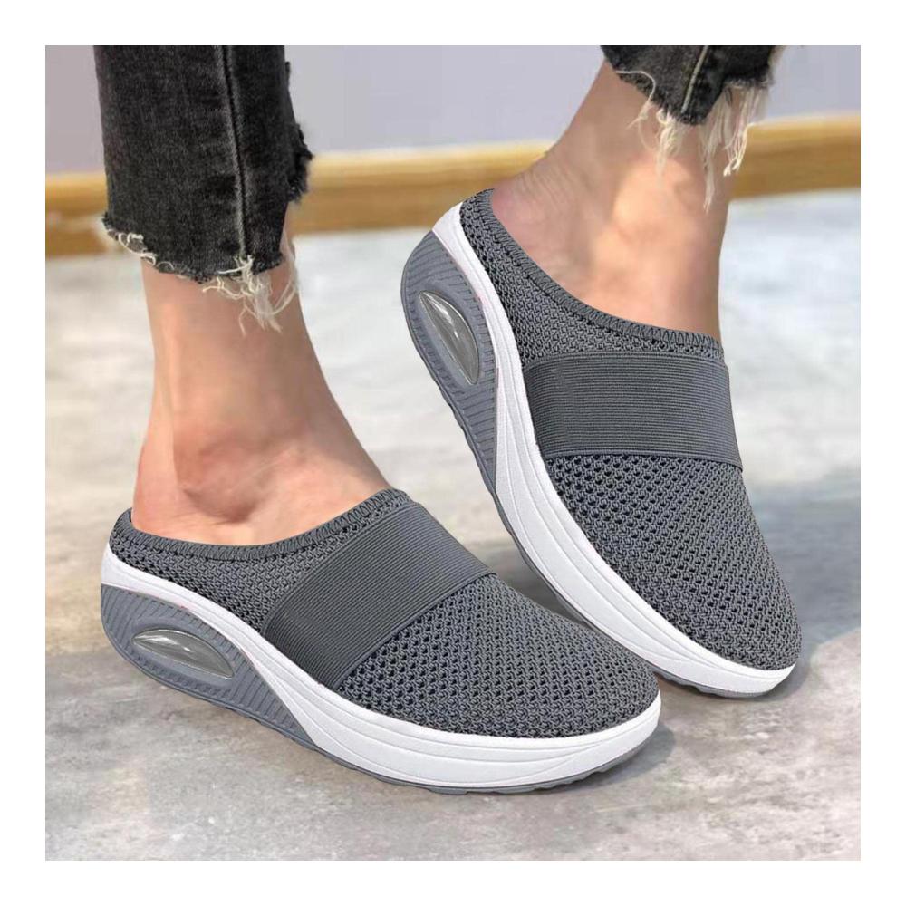 Orthopädische Damen Sneaker 2023 Bequeme Slip-On Air Cushion Wanderschuhe mit Mesh Stretch – Leichte Sportschuhe für Damen